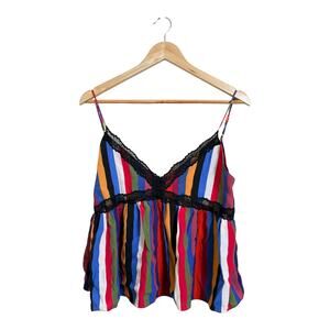 Zara TRF Women’s Multicolor Striped Lace V-Neck Camisole Size Large